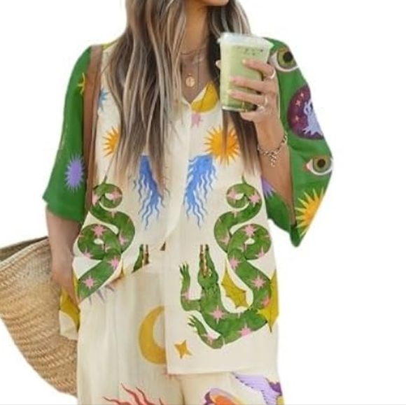 Colorful Graphic Two-Piece Set - Picture 2 of 3